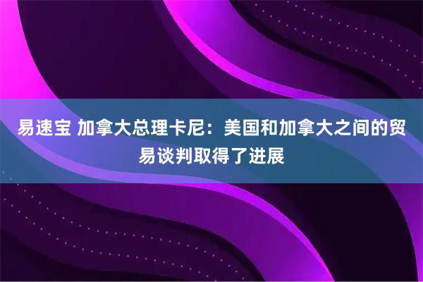易速宝 加拿大总理卡尼：美国和加拿大之间的贸易谈判取得了进展